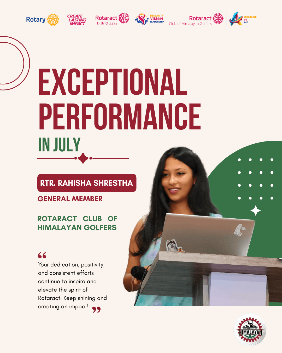 Rtr. Rahisha Shrestha Recognized for Exceptional Performance in July